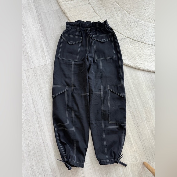 Ganni Pants - Ganni Black Cargo Pants Relaxed Fit